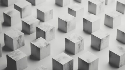 Grey Textured Cubes Isometric Pattern - Abstract Minimalist Background