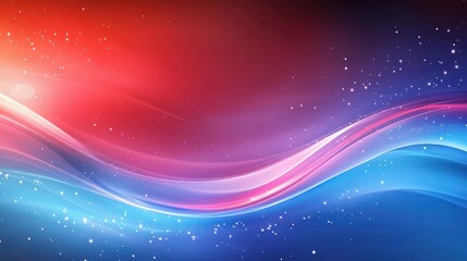 Obraz premium A smooth gradient background blending vibrant shades of red, blue, and purple in a flowing wave-like pattern, with soft glowing highlights and faint particle effects.