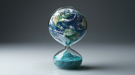 Earth trapped in an hourglass, a visual metaphor for the urgency of addressing climate change