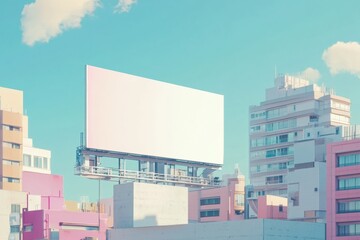Obraz premium Blank Billboard on Pastel Cityscape 