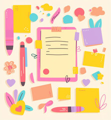 A set of simple doodle clip art vector illust