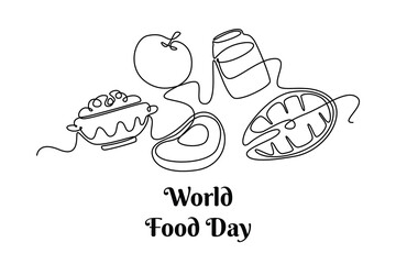 World Food Day concept. Single line draw design vector graphic illustration.