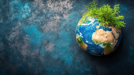 Fototapeta premium Earth with green plant symbolizing sustainability and growth