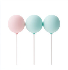 Pastel colored balloons on sticks create cheerful and festive atmosphere