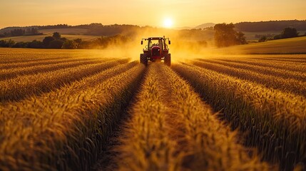 Obraz premium Farmer in a field spraying crops, showing the agricultural challenges associated with modern farming practices