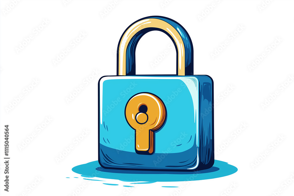Aufkleber blue padlock protecting important data and files providing security