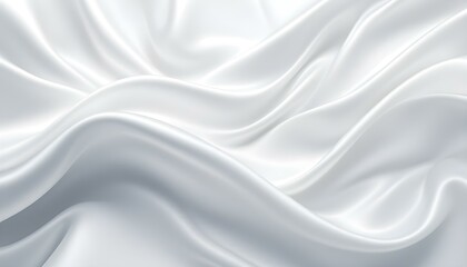 Fototapeta premium Detailed image of flowing white fabric in soft lighting, showcasing smooth textures, ideal for minimalist. Soft white fabric draped elegantly, showcasing smooth textures and gentle folds.