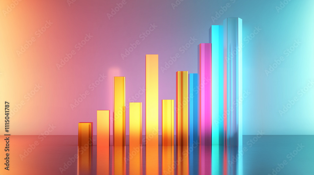 Aufkleber Colorful growing bar graph showing increasing statistics in abstract background