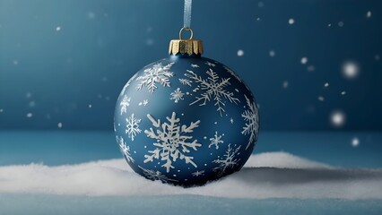 Snowflake-Themed Blue Christmas Ornament