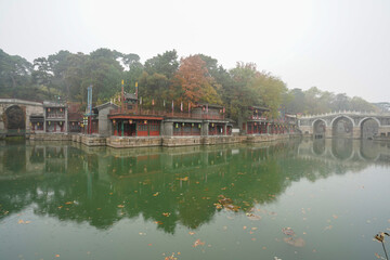 Scenery of Suzhou Street, Summer Palace, Beijing.