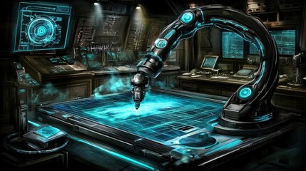 Futuristic control room with advanced design and technology