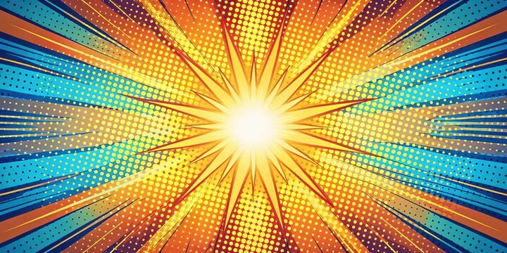 Dynamic comic book action background with halftone dots and speed effects , comic, book, action, layout, background, powerful,halftone