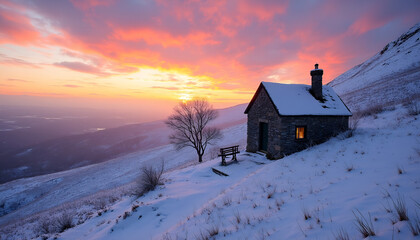 sunset in the mountains