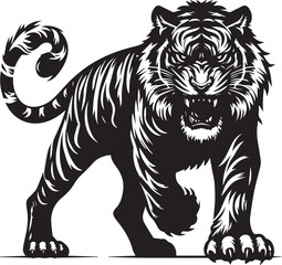 Fototapeta premium tiger illustration, angry Tiger silhouette vector