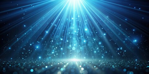 Obraz premium Dark light blue particle abstract background with falling & flickering light beam rays , particle, abstract, background, light