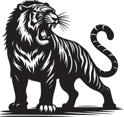 Obraz premium tiger illustration, angry Tiger silhouette vector