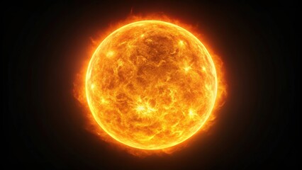 Fototapeta premium Orange sun shining brightly against a dark black background, orange, sun, bright, glowing, black, sky, celestial, vibrant
