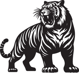 Obraz premium tiger illustration, angry Tiger silhouette vector