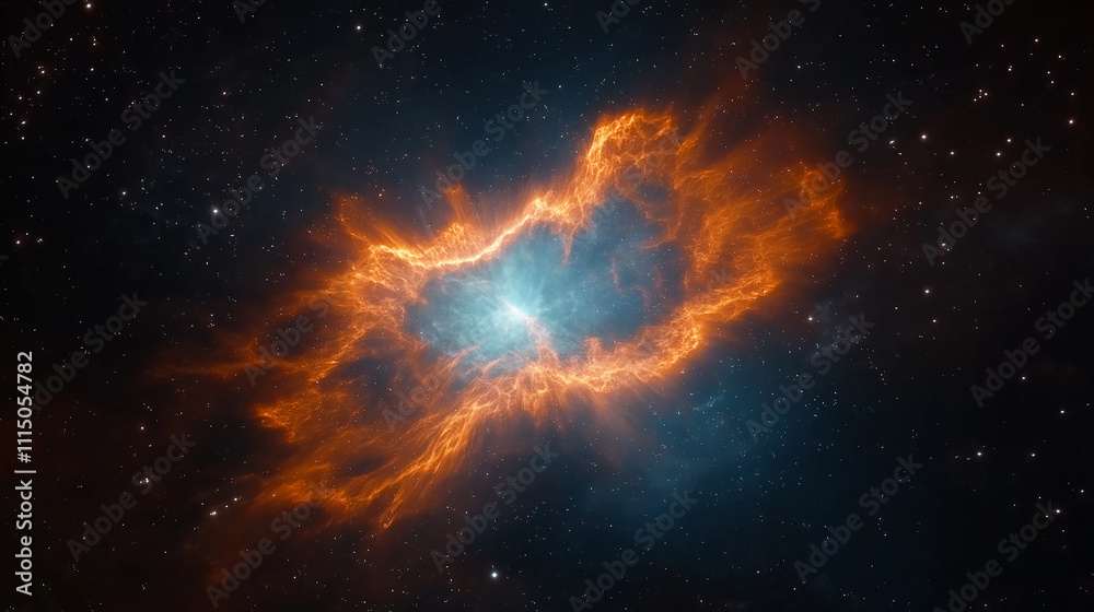 Poster supernova explosion creating a colorful nebula in deep space