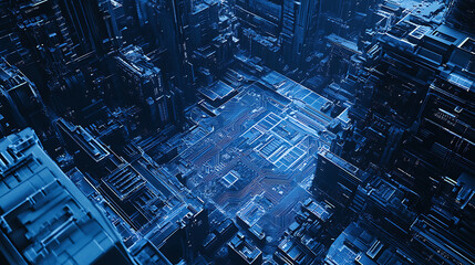 Obraz premium Abstract Futuristic Cityscape: A Digital Circuit