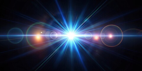 Obraz premium Realistic optical lens flare on black background, lens flare, optical, realistic, vibrant, colorful