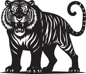 Obraz premium tiger illustration, angry Tiger silhouette vector