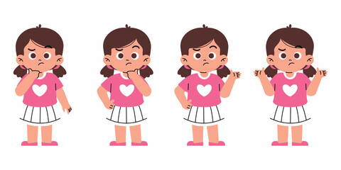 Confused Little Girl Thinking Pensive