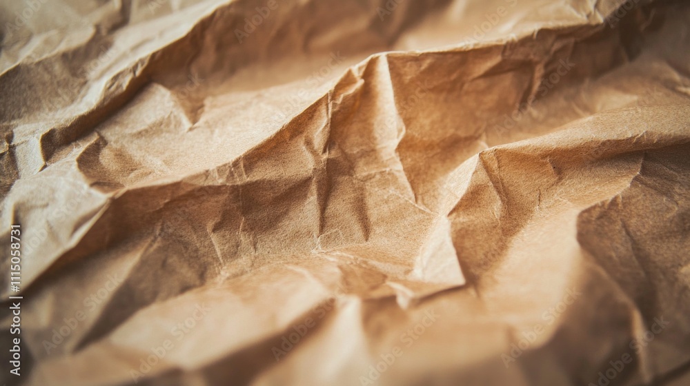 Poster exploring the rich texture of craft brown paper, this detailed surface showcases waves and folds ill