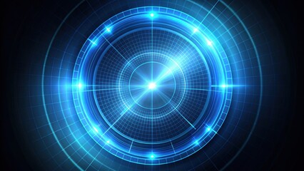 Fototapeta premium Futuristic blue glow radar scan circle on background, futuristic, technology, blue, glow, radar, scan, circle,background