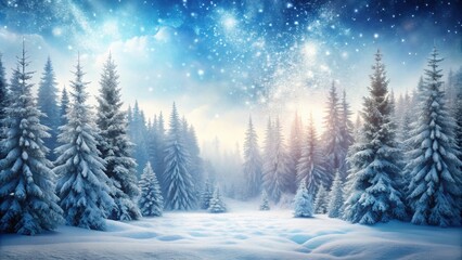 Fototapeta premium Winter background with a snowy forest landscape, Winter, snow, forest, cold, seasonal, trees, nature, white, chilly