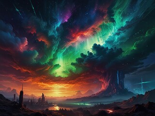 Fototapeta premium northern lights on the horizon