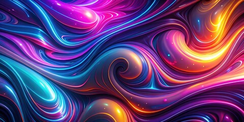 Obraz premium Liquid neon swirls abstract wallpaper, neon, swirls, abstract, liquid, bright, colorful, vibrant, background, design, art
