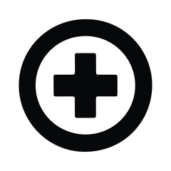 Obraz premium Red cross vector isolated icon. Medicine health hospital of sign symbol vector abstract graphic design. Emergency medicine concept. First aid. Health care.