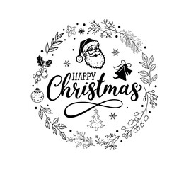 Happy Santa clause with Santa clause icon typography
