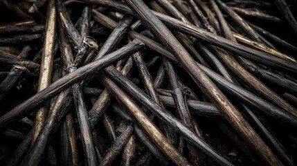 Fototapeta premium Dark and Textured Wooden Sticks in a Natural Environment