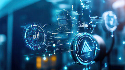 futuristic digital interface displaying energy consumption data and analytics