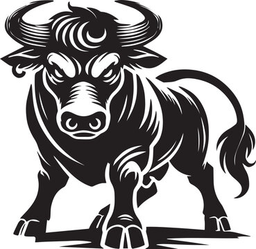 recommend clip art: black and white bull, angry Cow Silhouette vector black and white