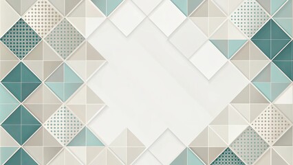 Abstract Geometric Pattern of Neutral Tones and Teal Accents with a Central White Space Ideal for Presentations or Design Projects