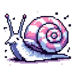 Fototapeta premium 달팽이, 픽셀아트, jpeg (Snail, pixel art, jpeg)