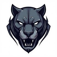Fototapeta premium Monochrome logo of a panther head with intense eyes and bold details, great for branding.