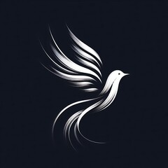 Fototapeta premium Stylized bird in flight with flowing feathers.