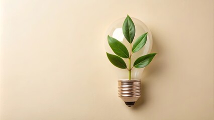 A light bulb with a small plant growing inside, symbolizing sustainable energy and eco-friendly ideas