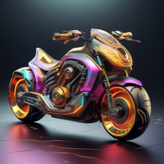 modern motorcycle on black background
