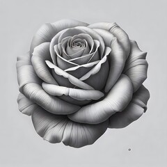 A detailed grayscale rose illustration.
