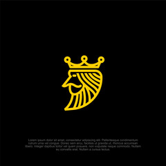 outline illustration of the royal king head with crown line art style. Continuous drawing of the crown in one line.