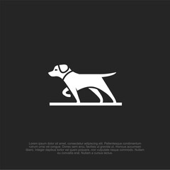 Fototapeta premium walking running dog pug simple minimalist modern logo vector illustration, pet shop, pet care logo