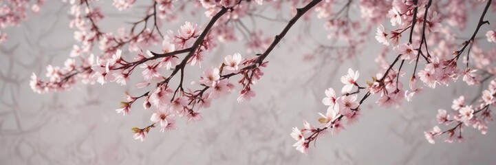 Obraz premium Dainty cherry blossoms and sakura branches in a delicate pattern, blossom, spring