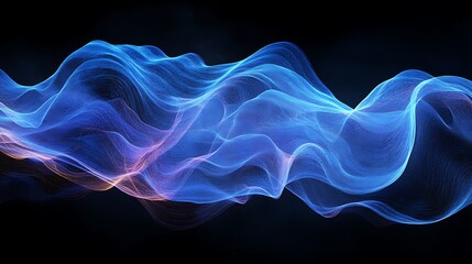 Obraz premium Dynamic blue waves flowing abstract design digital art dark background