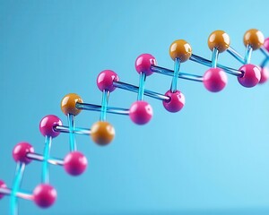 Obraz premium Visual of DNA synthesis at a molecular level, atoms forming double helix, Molecular Biology, Genetic Science