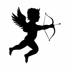 Fototapeta premium Christmas Angel black and white image for illustration.
